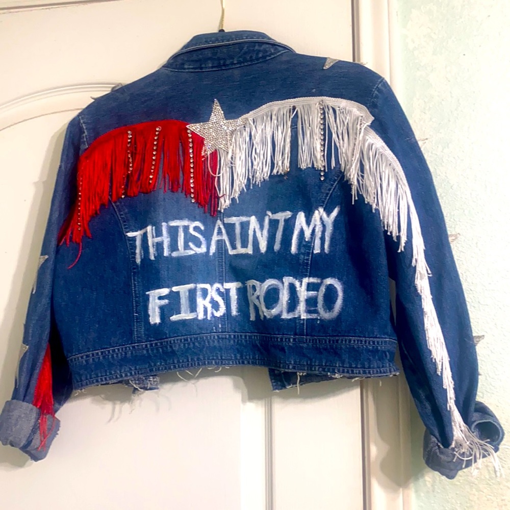 Carolina Blues Handmade up-cycled denim jacket
